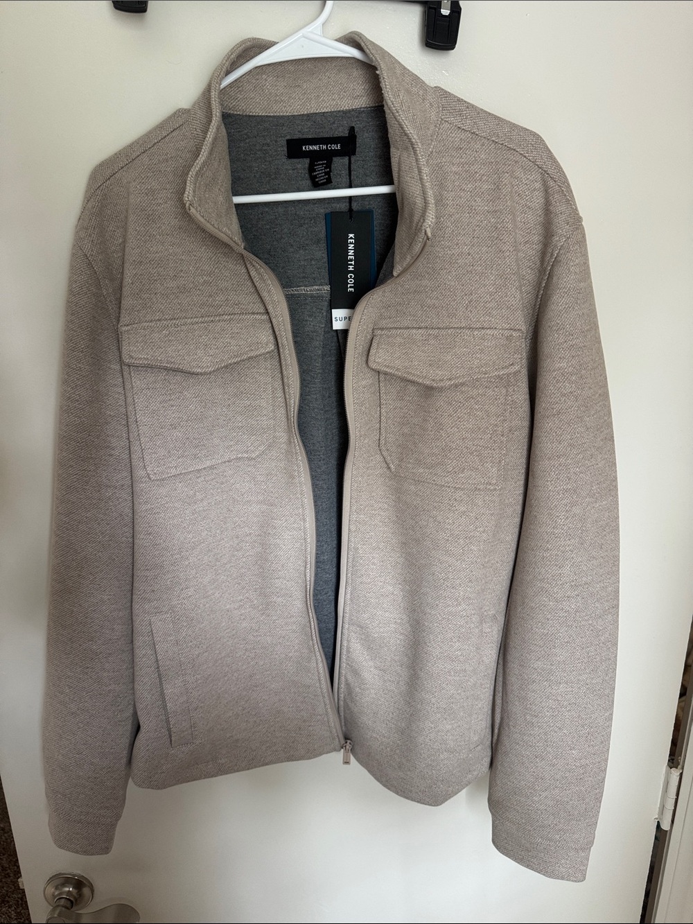 Kenneth Cole Men's Taupe Zip-Front Shirt Jacket